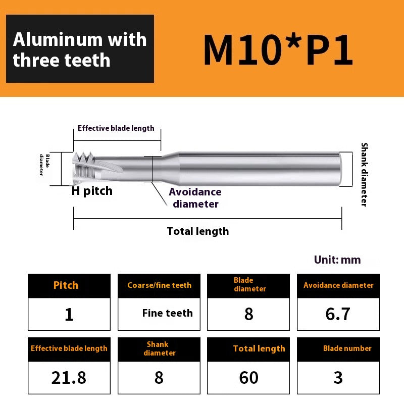 2135-65° aluminum with colorful thread milling cutter lengthened single tooth three-tooth full thread machining center tungsten carbide milling cutter M3M4M5 Shandong Denso Pricision Tools Co.,Ltd.